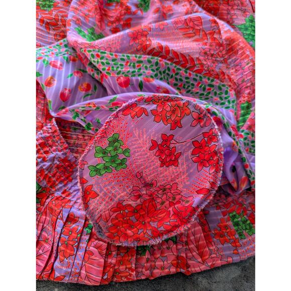 Vintage Assorti Susan Freis Pink Purple Floral Blouse Skirt 1980s Set - Picture 8 of 9